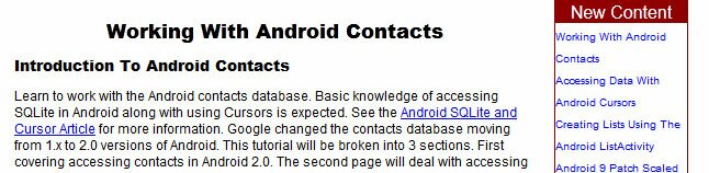 Working With Android Contacts