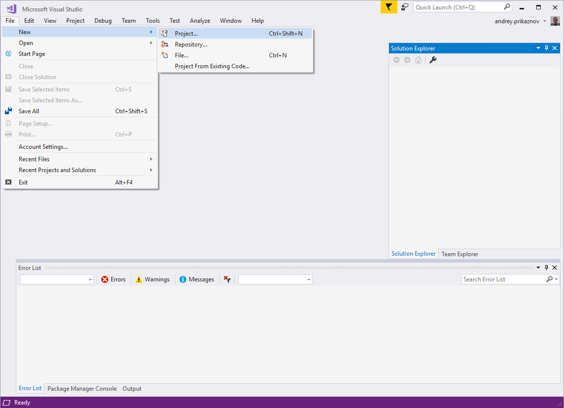 Visual Studio - New Project
